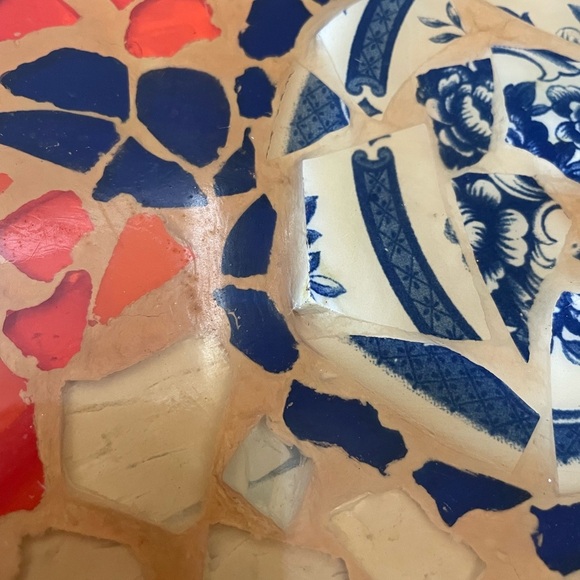 Mosaic Tile And Wooden Serving Tray Blue Colorful 16" X 11" - Picture 10 of 10